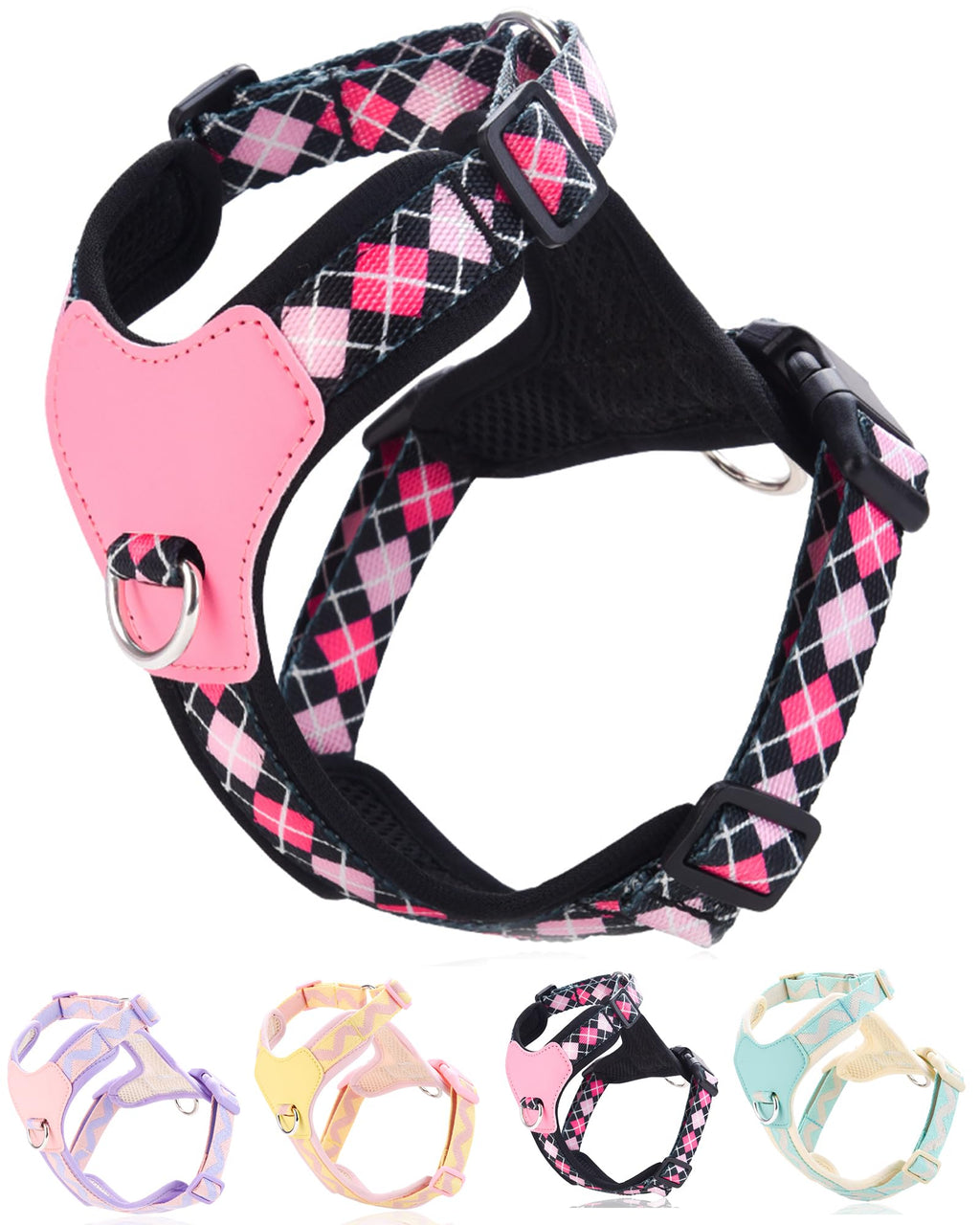 No-Pull Dog Harness with 2 Leash Clips – Black, Medium