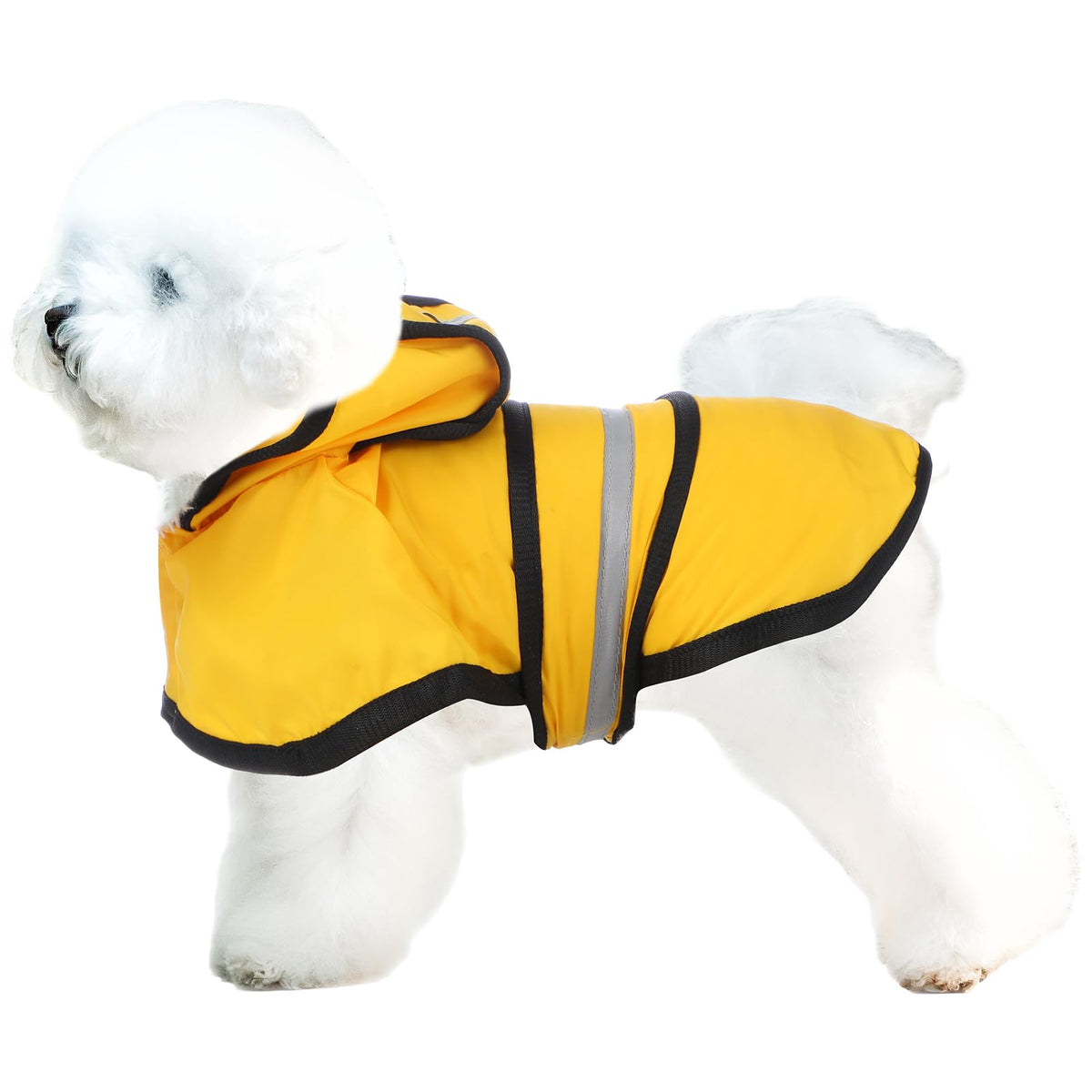 Hooded Reflective Dog Raincoat with Leash Hole – Yellow